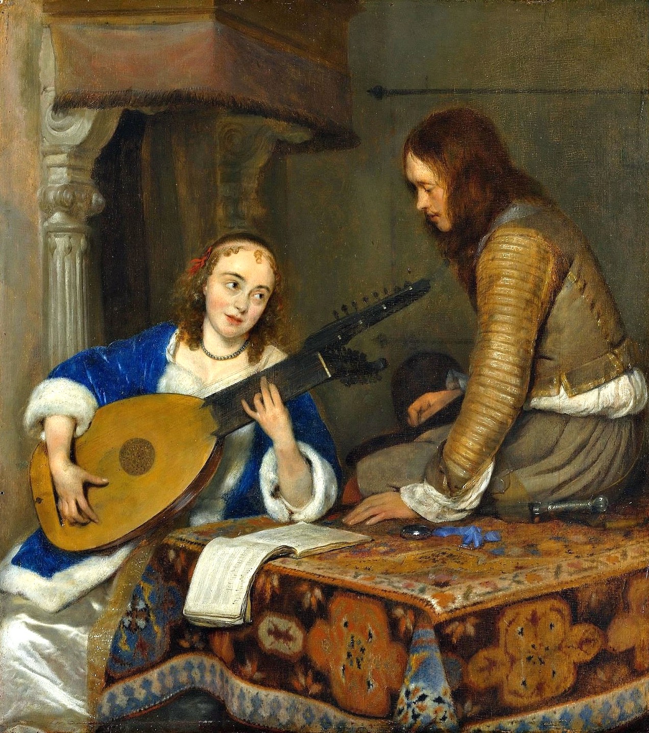 Герард Терборх. Женщина, играющая на теорба-лютне (1658)