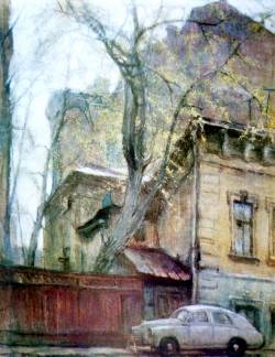 Евгений Куманьков. Старая Москва. Первая зелень. Плотников переулок (1959)